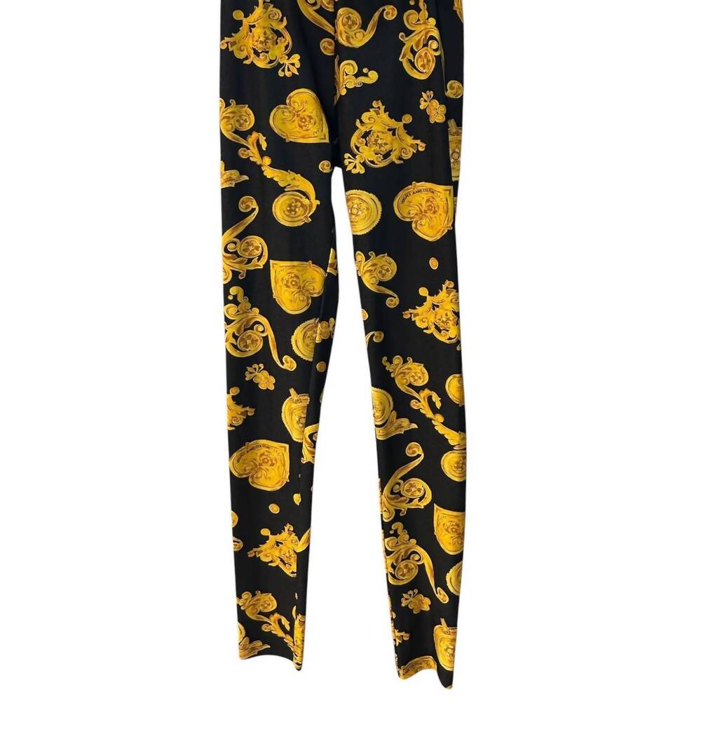 NEW VERSACE women's baroque print leggings in gold